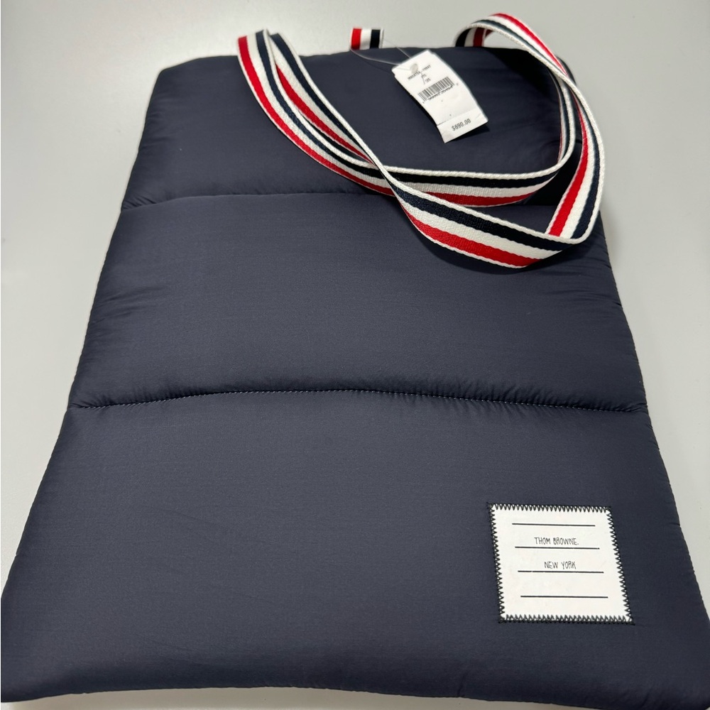 Thom Browne Quilted Nylon Puffer Tote Navy Blue
